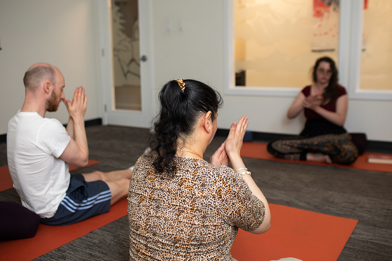 People participating naturally in a community program as part of an organizational image library.